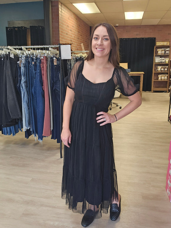 Tulle Crinkle Midi Dress - Various