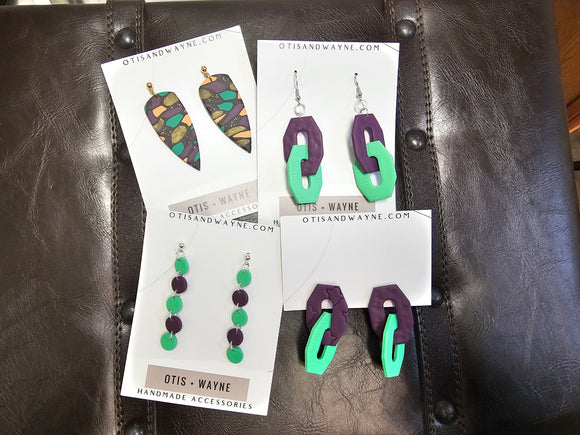 Purple + Green Statement Dangle Collection