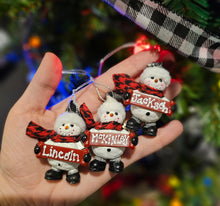 Load image into Gallery viewer, Hand Lettered Custom Name Snowman Christmas Ornament
