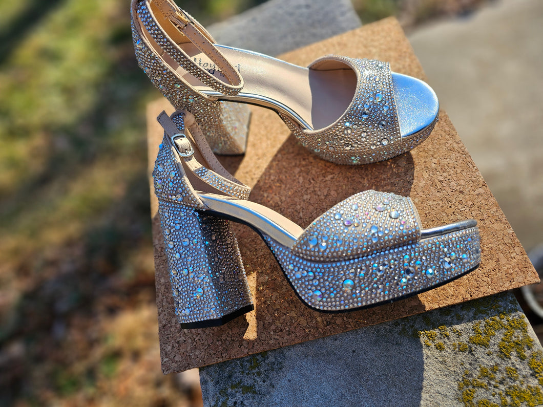 Corkys Ambition Platform Heel in Clear Rhinestone