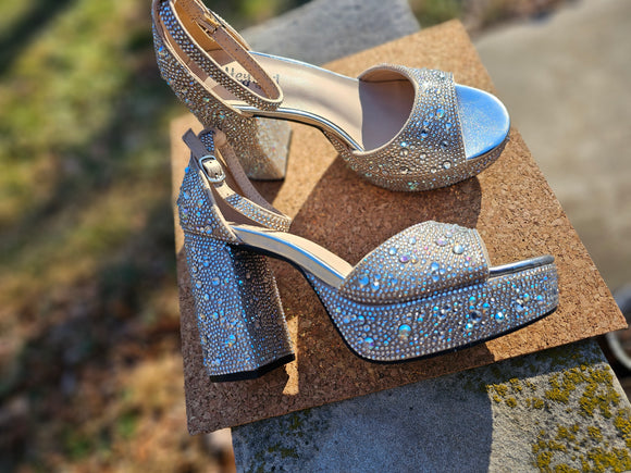 Corkys Ambition Platform Heel in Clear Rhinestone