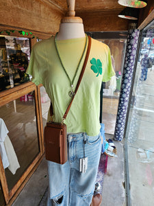 Lime + Kelly Green Puff Shamrock St Patrick's Day Longline Crop
