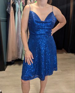 Strappy Royal Sequin Cocktail Dress - Homecoming