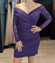 Load image into Gallery viewer, Glitzy Off Shoulder Stretch Mini Cocktail Dress - Various - Homecoming
