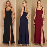 D&D Long Classic Formal Square Neck Line Evening Dress - Various