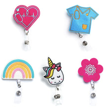 Load image into Gallery viewer, Felt Badge Reels with alligator clip
