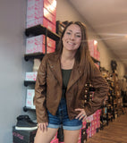 FAUX Leather Moto Jacket - Cognac