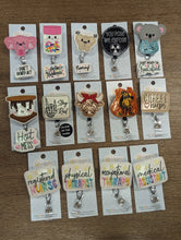 Load image into Gallery viewer, Embroidered Badge Reels with alligator clip
