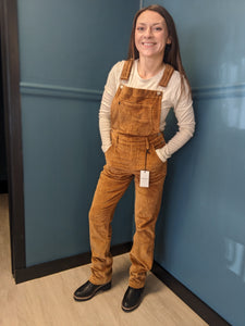 Judy Blue High Waist Camel Corduroy Straight Bib Overalls