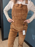 Judy Blue High Waist Camel Corduroy Straight Bib Overalls