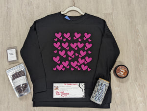 Hot Pink Valentine Hearts Split High-Lo Tunic sweatshirt - Women's Fit