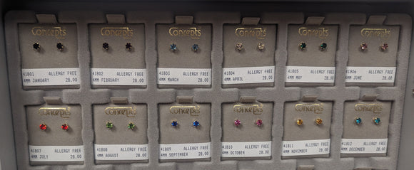 Concepts Classic 4mm Swarovski Simulated Birthstone Stud - 24kt Gold