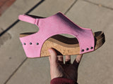 Corkys Carley Wedge - Limited Edition Washed Pink Canvas