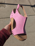 Corkys Carley Wedge - Limited Edition Washed Pink Canvas