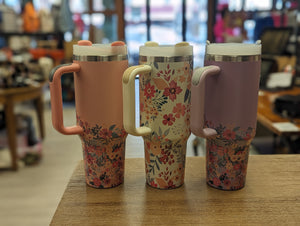 Floral 40 Oz Handle Tumbler Dupe