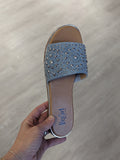 Corkys Bail Money Studded Slide Sandal in Denim