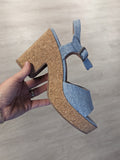 Corkys Cheers Cork Heeled Sandal in Denim