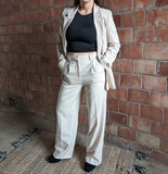 Single Button Suit - Wide Leg Pant + Blazer in Oatmeal