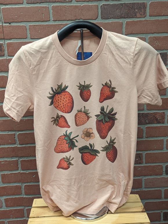 Watercolor Strawberry Unisex Tee in Peach