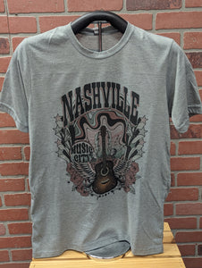 Nashville Music City Unisex Tee in Gray