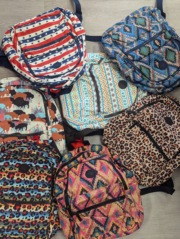 Montana West Multi Color Aztec Print Waterproof Backpack Aqua/Green