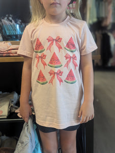 YOUTH Coquette Watercolor Watermelon Unisex Tee in Peach