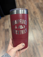 Load image into Gallery viewer, 20 oz Engraved Campfires &amp; Cocktails tumbler

