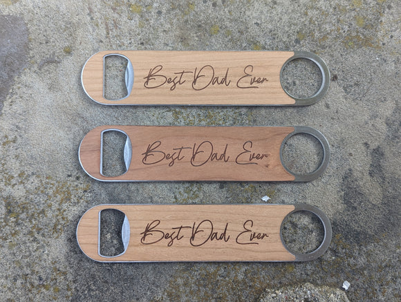 Best Dad Ever Engraved Wood bottle opener