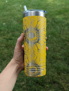 Realistic Sunflower 22 oz Skinny Tumbler - 360* Laser Engraved