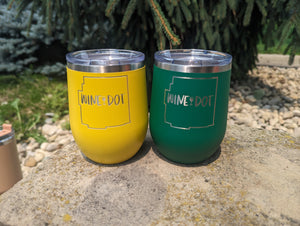 Engraved WINE Dot County Stemless Wine Glass 12 oz Stainless Steel - Wyandot
