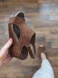 Corkys Carley Wedge - Cognac Suede + Faux Croc