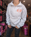 Unisex Distressed Rams Quarter Zip - Ash Gray