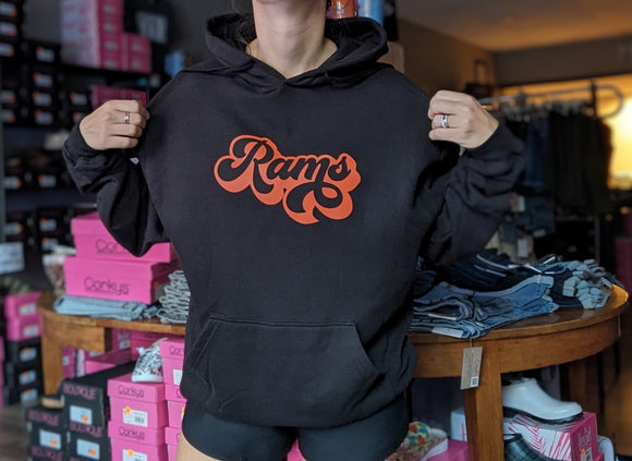 Black + Orange Retro Rams Hoodie - Adult