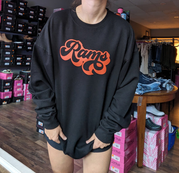 Black Retro Rams Crewneck - Adult