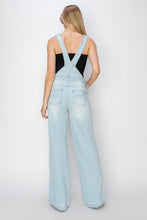 Load image into Gallery viewer, Risen Minimally Distressed Wide Leg Light Wash Overall
