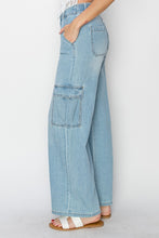 Load image into Gallery viewer, Risen Wide Leg Cargo Pant in Light Wash Denim - Cotton
