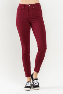 Judy Blue Maroon High Waist Tummy Control Skinny Jean