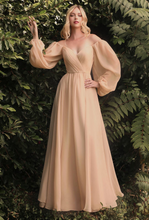 Load image into Gallery viewer, Long sleeve Champagne Chiffon Dress
