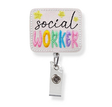 Load image into Gallery viewer, Embroidered Badge Reels with alligator clip
