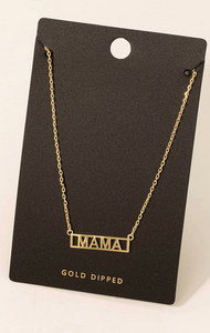 Gold Dipped Framed Mama Necklace - Various