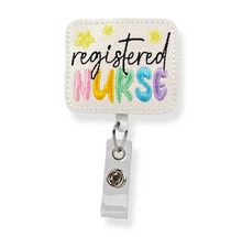 Load image into Gallery viewer, Embroidered Badge Reels with alligator clip
