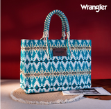 Wrangler Southwestern Pattern Print Canvas Oversized Tote with Wrapped Handles