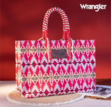 Wrangler Southwestern Pattern Print Canvas Oversized Tote with Wrapped Handles