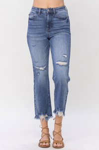 Judy Blue High Rise Crop With Minimal Distressing