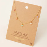 Crystal Multicolor Stud Drop Necklace - Various