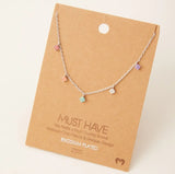Crystal Multicolor Stud Drop Necklace - Various