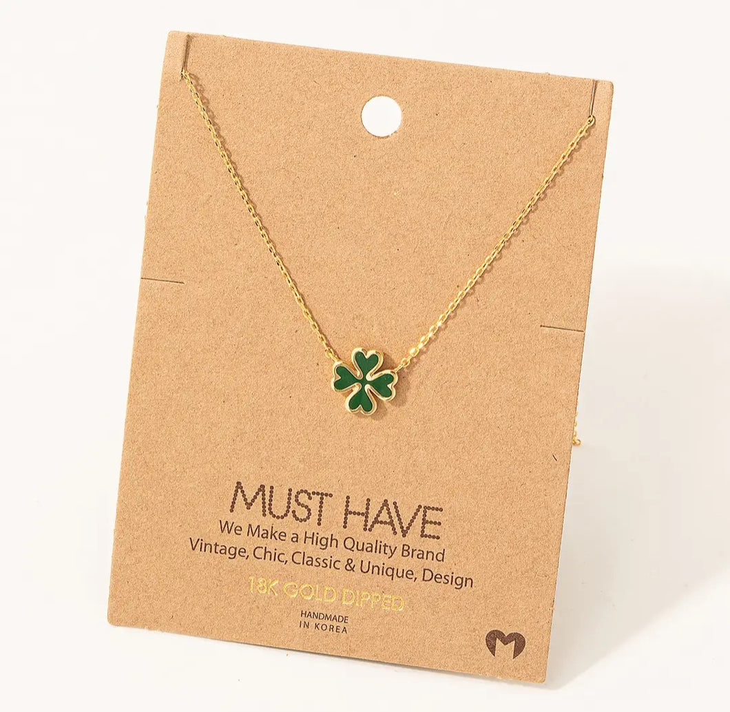 Enamel Shamrock Necklace - Various