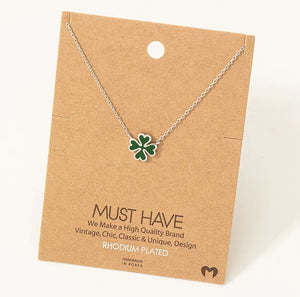 Enamel Shamrock Necklace - Various