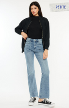 Load image into Gallery viewer, KanCan High Rise Non-Distressed Flare Denim with Sharkbite Hem - Petite Length
