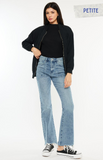 KanCan High Rise Non-Distressed Flare Denim with Sharkbite Hem - Petite Length